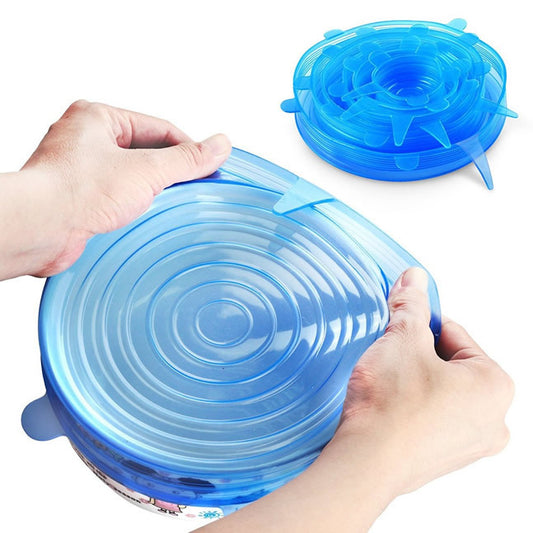 Amazon Explosive Silicone Fresh-keeping Cover 6-Piece Set Kitchen Multi-functional Fresh-keeping Bowl Cover Food Grade Silicone Fresh-keeping Film