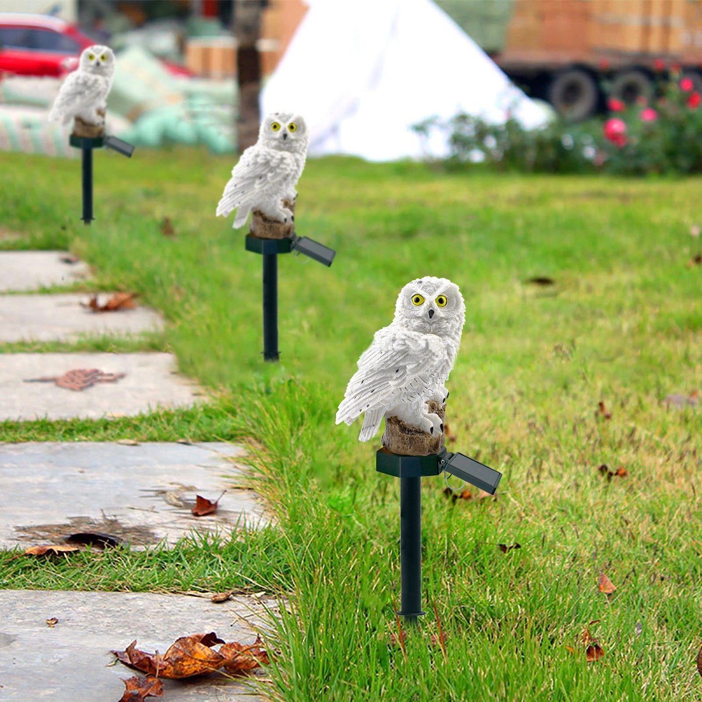 Best selling Amazon Solar Resin Owl Ground Plug Lamp Outdoor Garden Decoration Landscape Yard Lawn Lamp