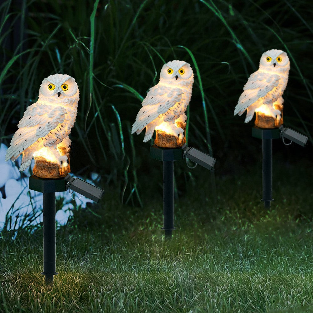 Best selling Amazon Solar Resin Owl Ground Plug Lamp Outdoor Garden Decoration Landscape Yard Lawn Lamp